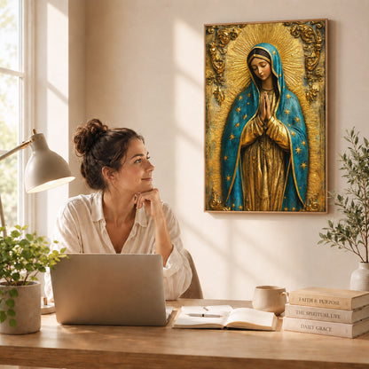 Our Lady of Grace with Radiant Gold Halo Wall Art Poster/Canvas