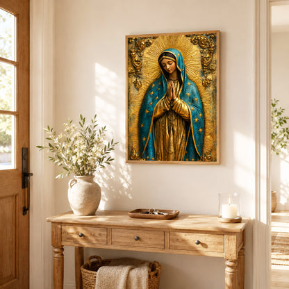 Our Lady of Grace with Radiant Gold Halo Wall Art Poster/Canvas