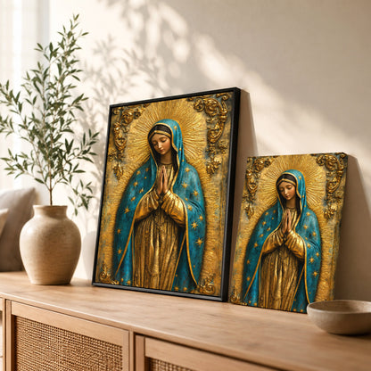 Our Lady of Grace with Radiant Gold Halo Wall Art Poster/Canvas