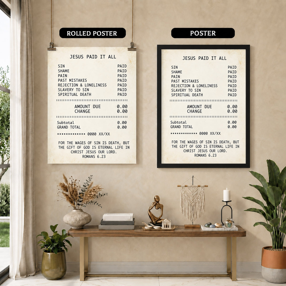 Jesus Paid It All Faith Receipt Poster/Canvas – Christian Home Decor