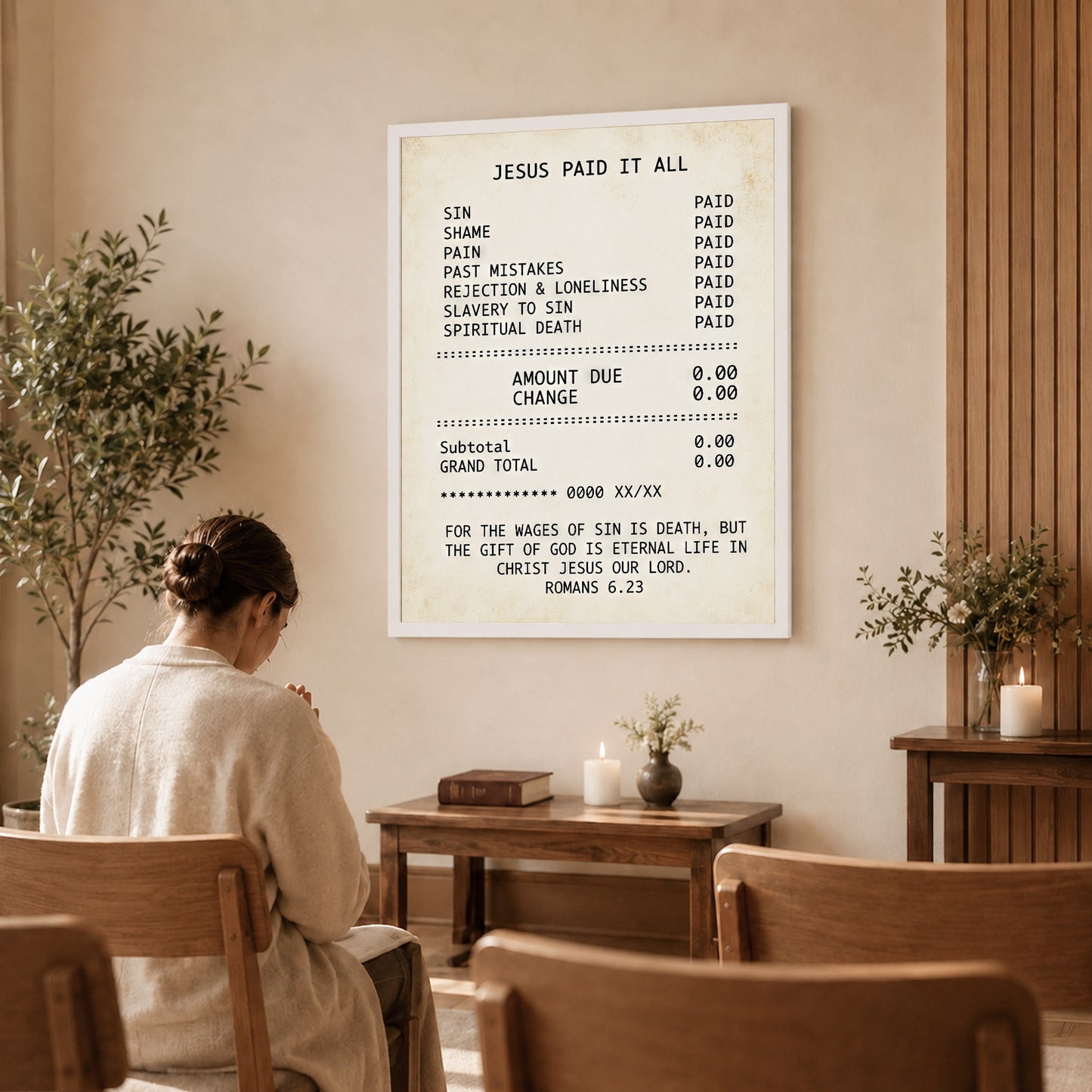 Jesus Paid It All Faith Receipt Poster/Canvas – Christian Home Decor