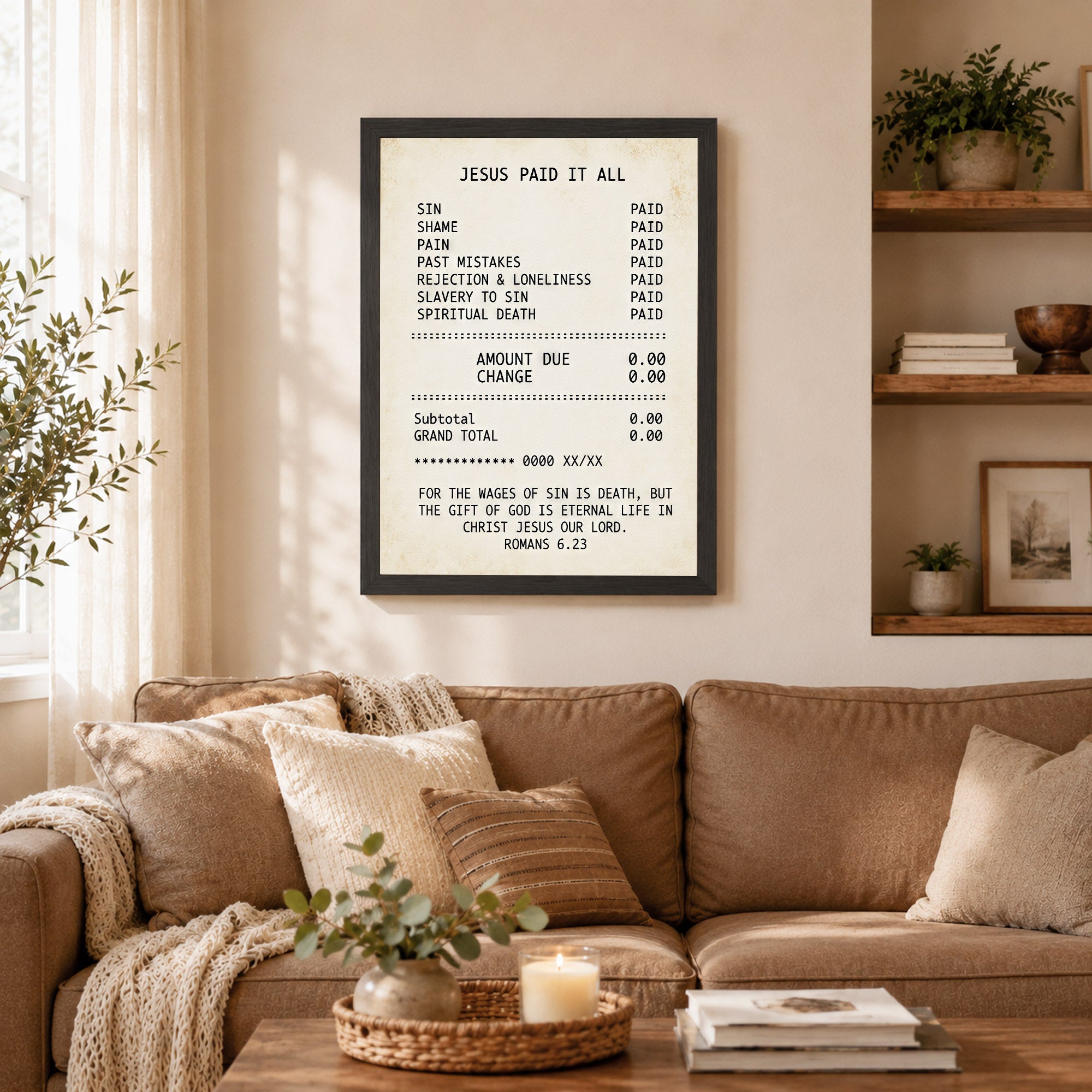 Jesus Paid It All Faith Receipt Poster/Canvas – Christian Home Decor
