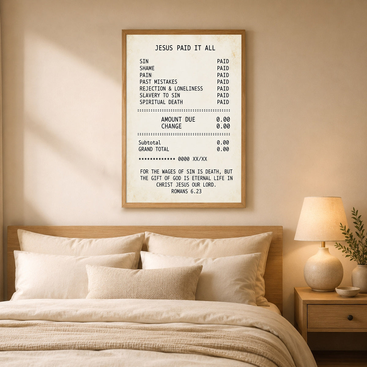 Jesus Paid It All Faith Receipt Poster/Canvas – Christian Home Decor