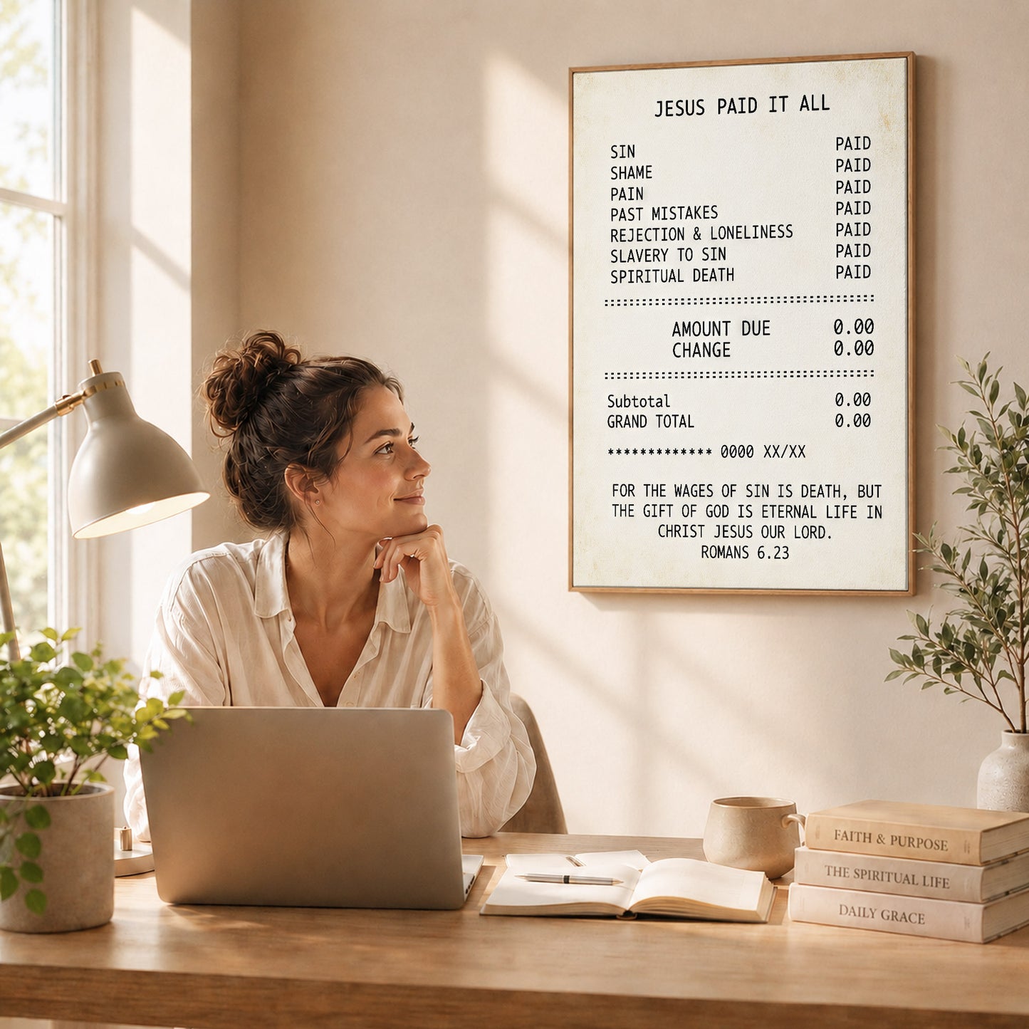 Jesus Paid It All Faith Receipt Poster/Canvas – Christian Home Decor