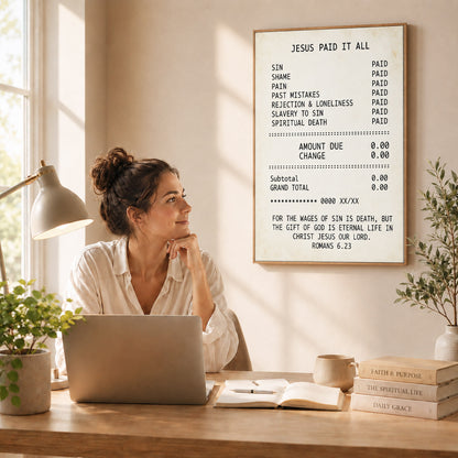 Jesus Paid It All Faith Receipt Poster/Canvas – Christian Home Decor
