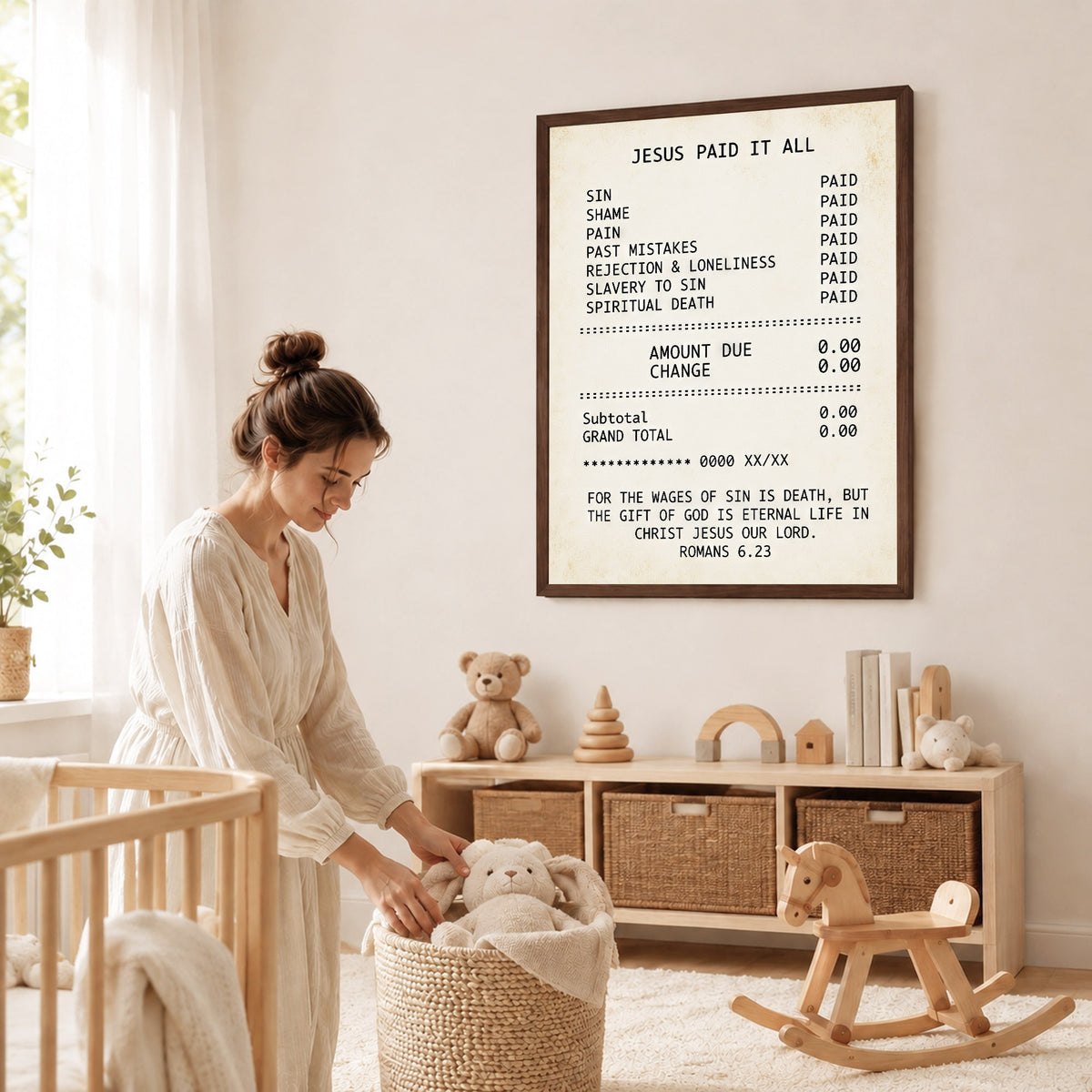 Jesus Paid It All Faith Receipt Poster/Canvas – Christian Home Decor