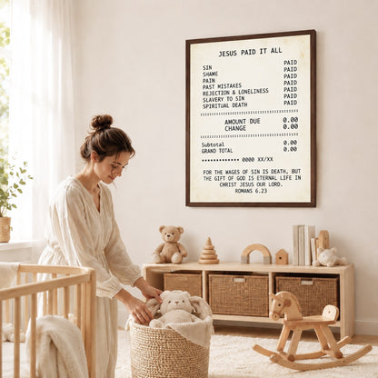 Jesus Paid It All Faith Receipt Poster/Canvas – Christian Home Decor