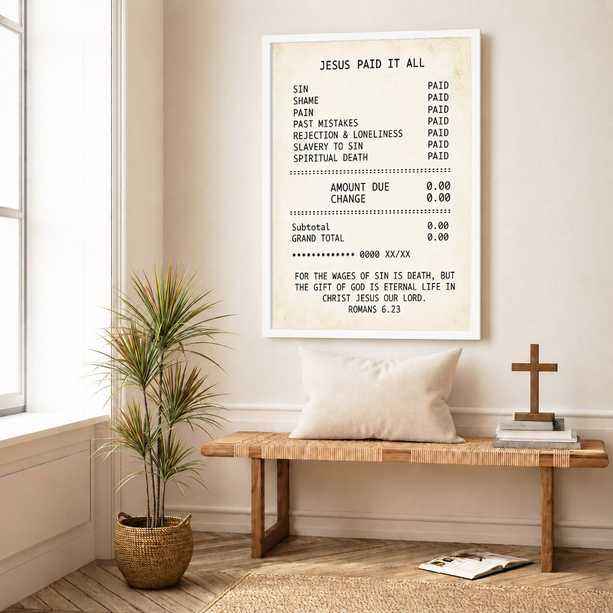 Jesus Paid It All Faith Receipt Poster/Canvas – Christian Home Decor