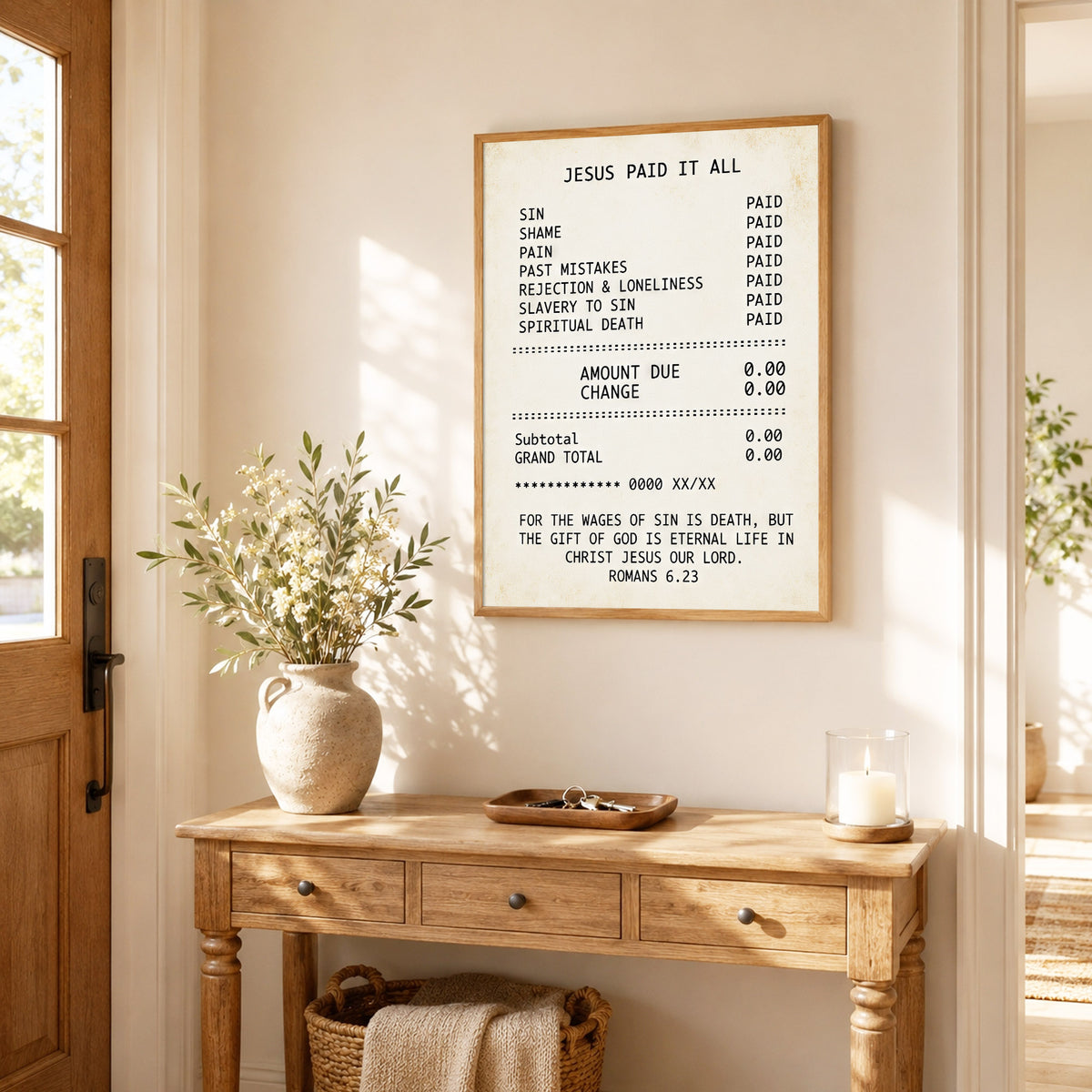 Jesus Paid It All Faith Receipt Poster/Canvas – Christian Home Decor