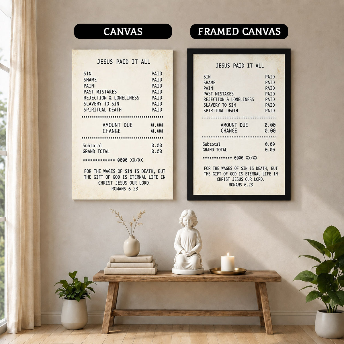 Jesus Paid It All Faith Receipt Poster/Canvas – Christian Home Decor