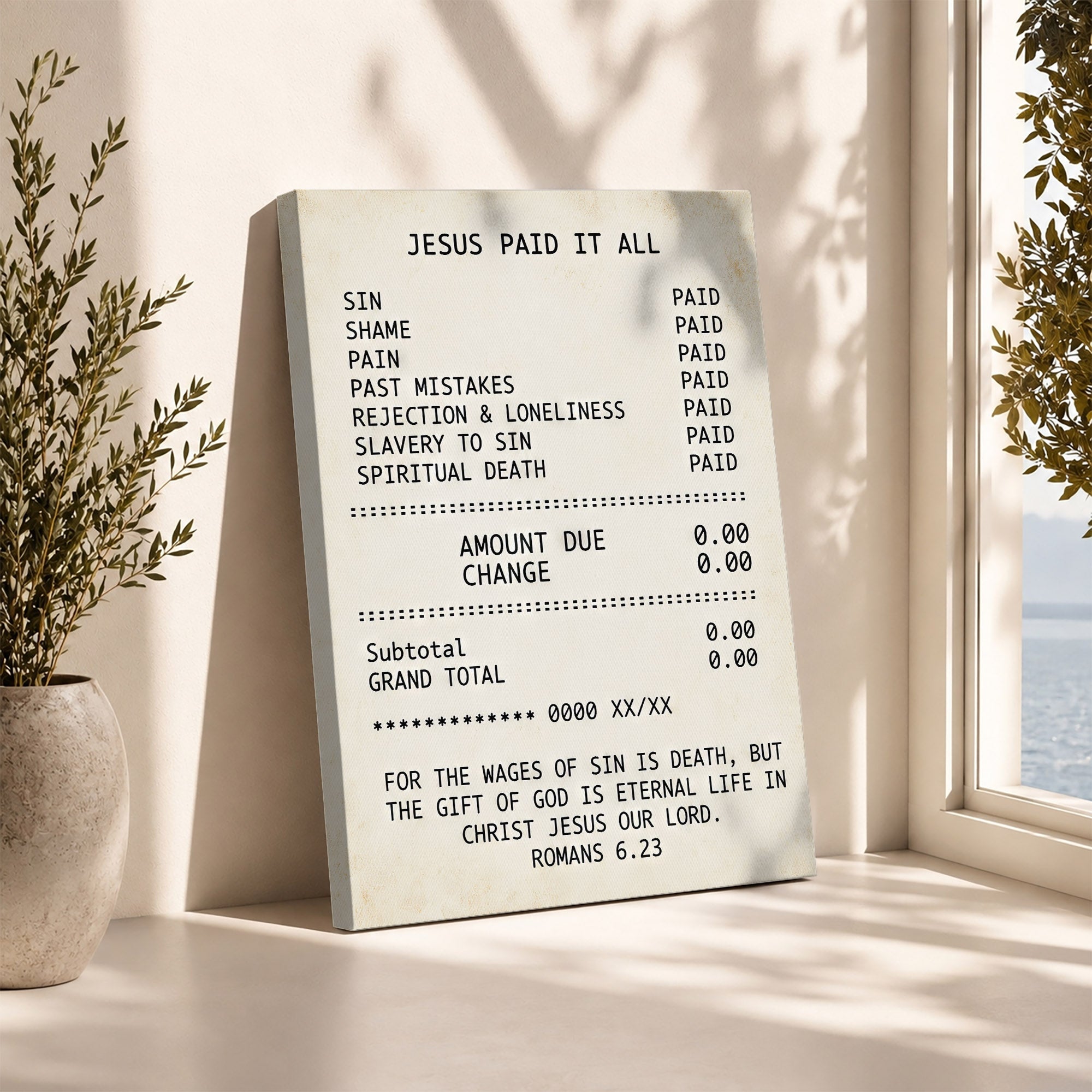 Jesus Paid It All Faith Receipt Poster/Canvas – Christian Home Decor