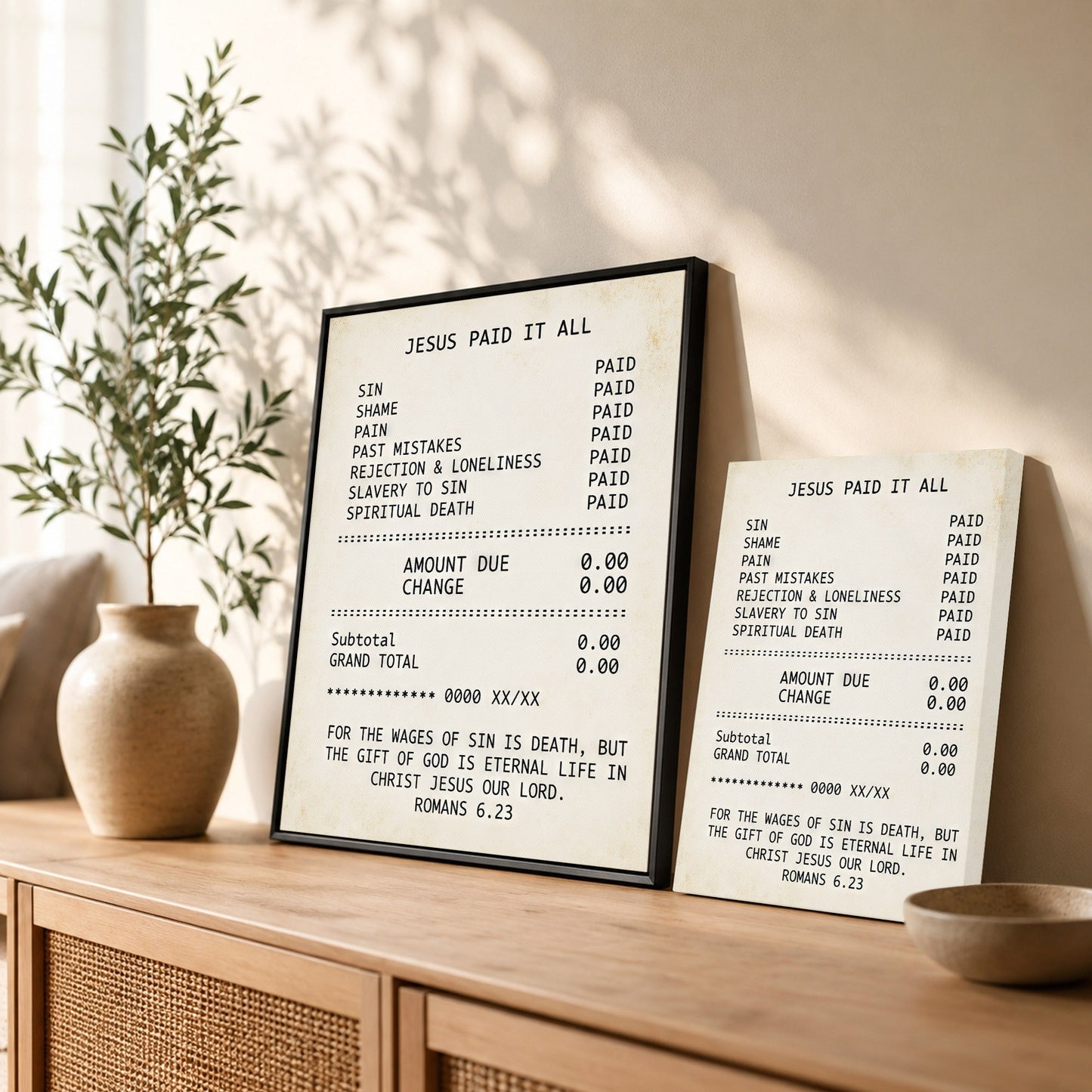 Jesus Paid It All Faith Receipt Poster/Canvas – Christian Home Decor