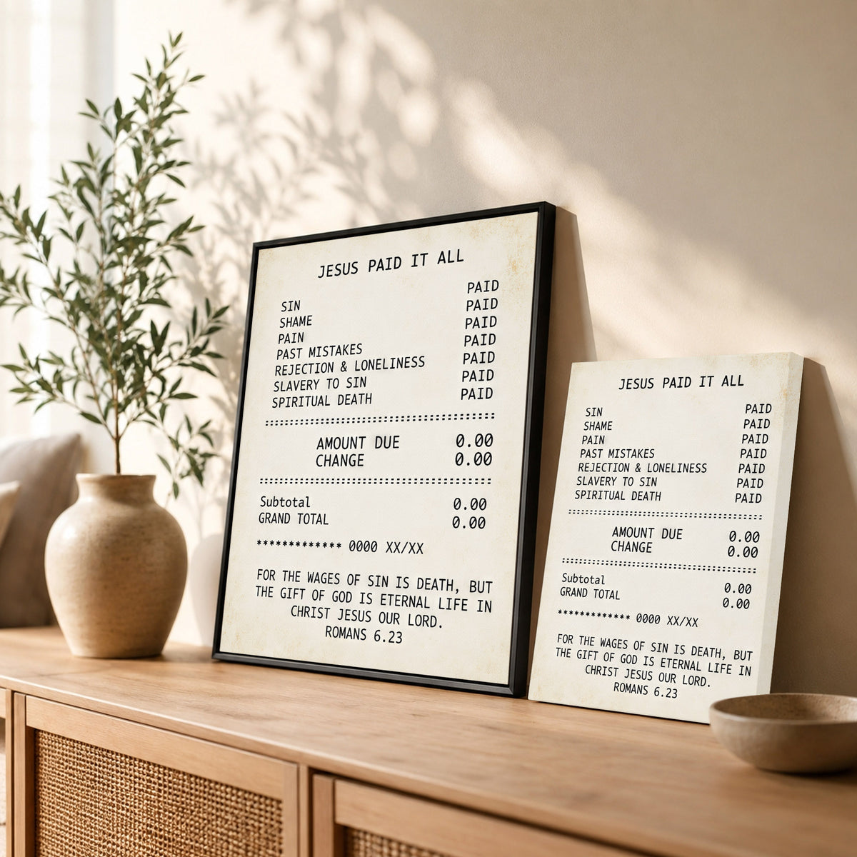Jesus Paid It All Faith Receipt Poster/Canvas – Christian Home Decor