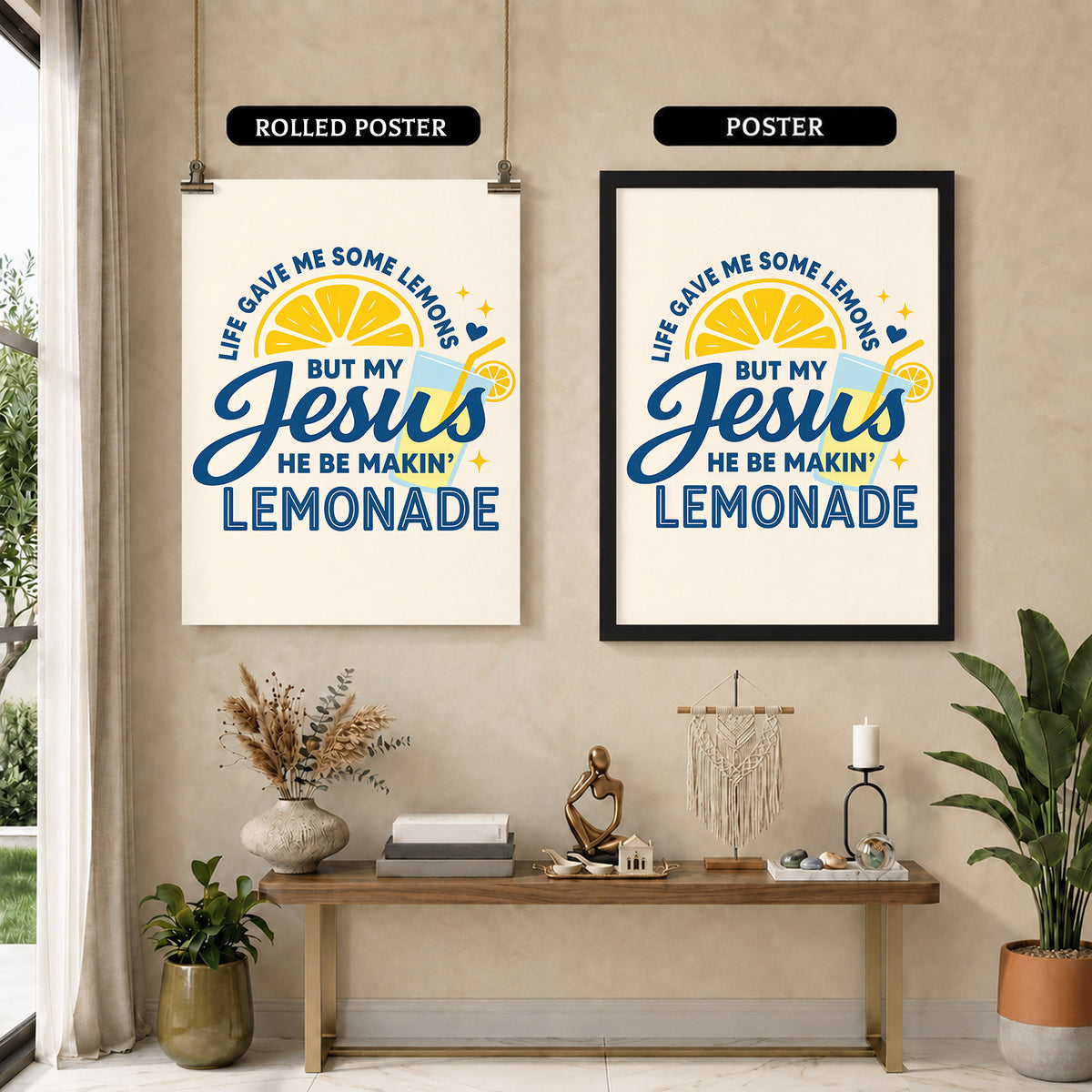 Life Gave Me Lemons But Jesus Made Lemonade Poster/Canvas – Christian Wall Art