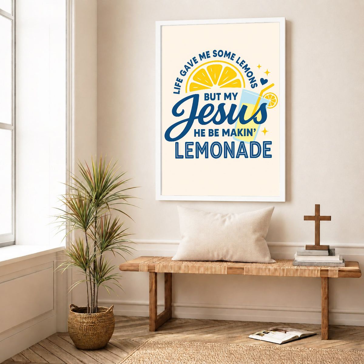 Life Gave Me Lemons But Jesus Made Lemonade Poster/Canvas – Christian Wall Art