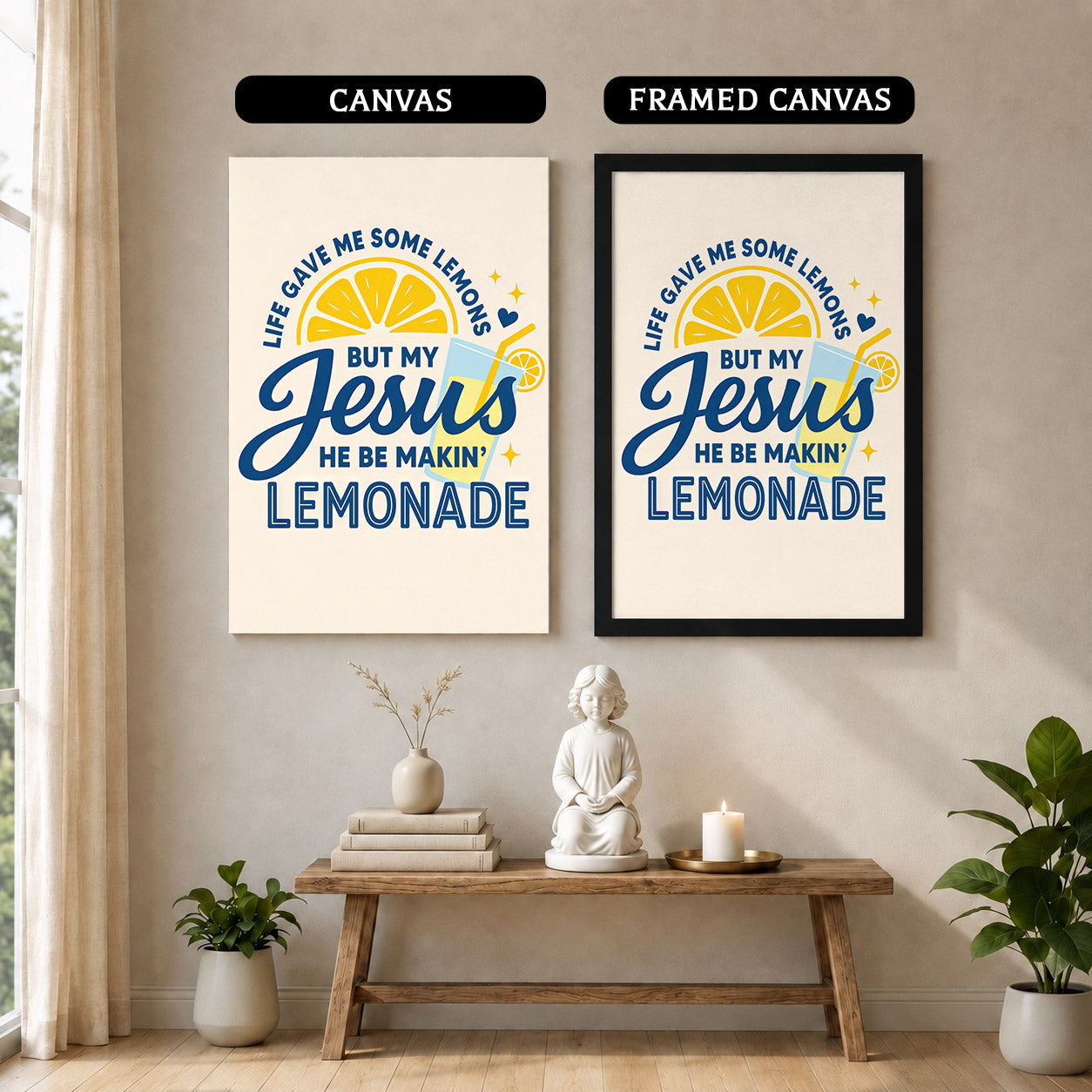 Life Gave Me Lemons But Jesus Made Lemonade Poster/Canvas – Christian Wall Art