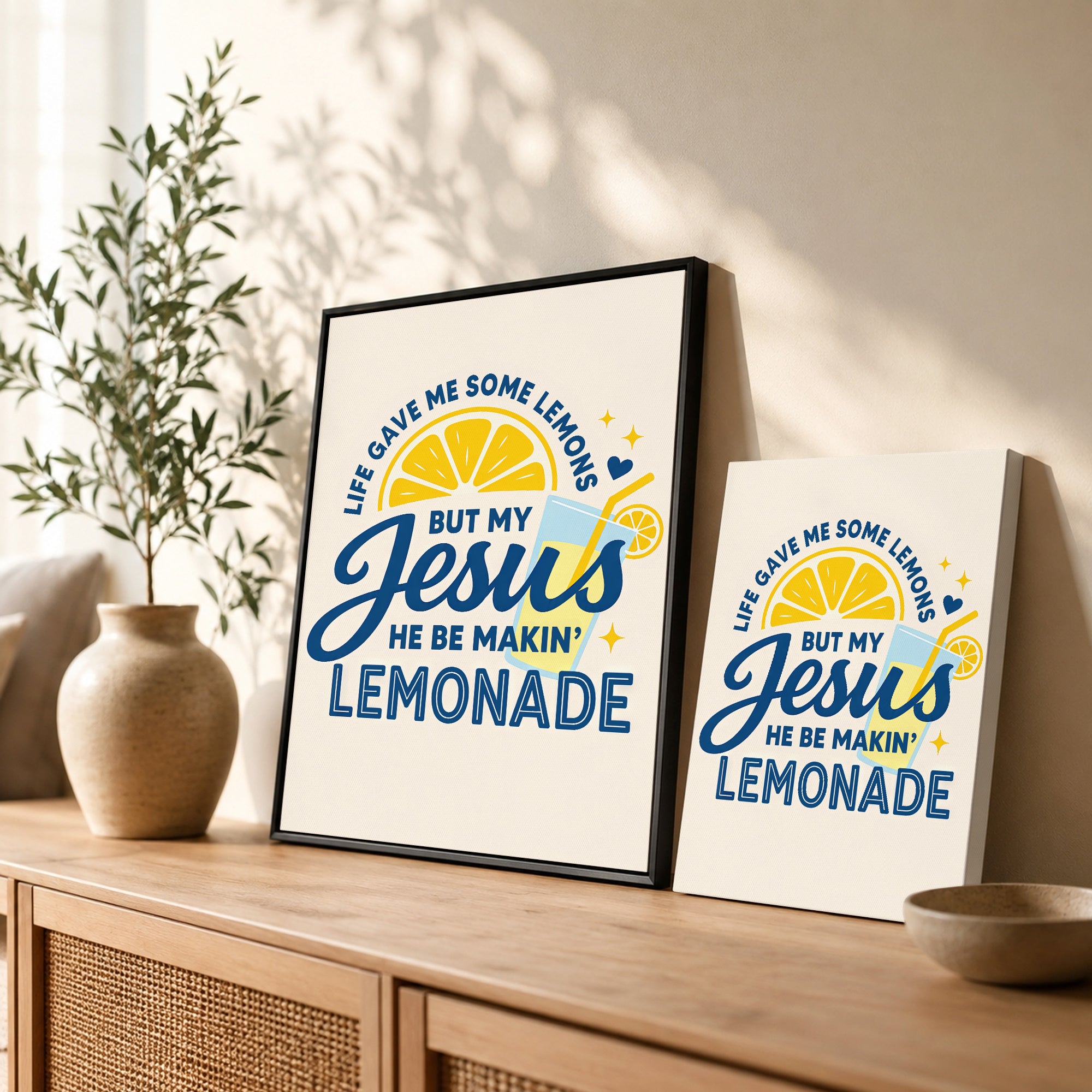 Life Gave Me Lemons But Jesus Made Lemonade Poster/Canvas – Christian Wall Art