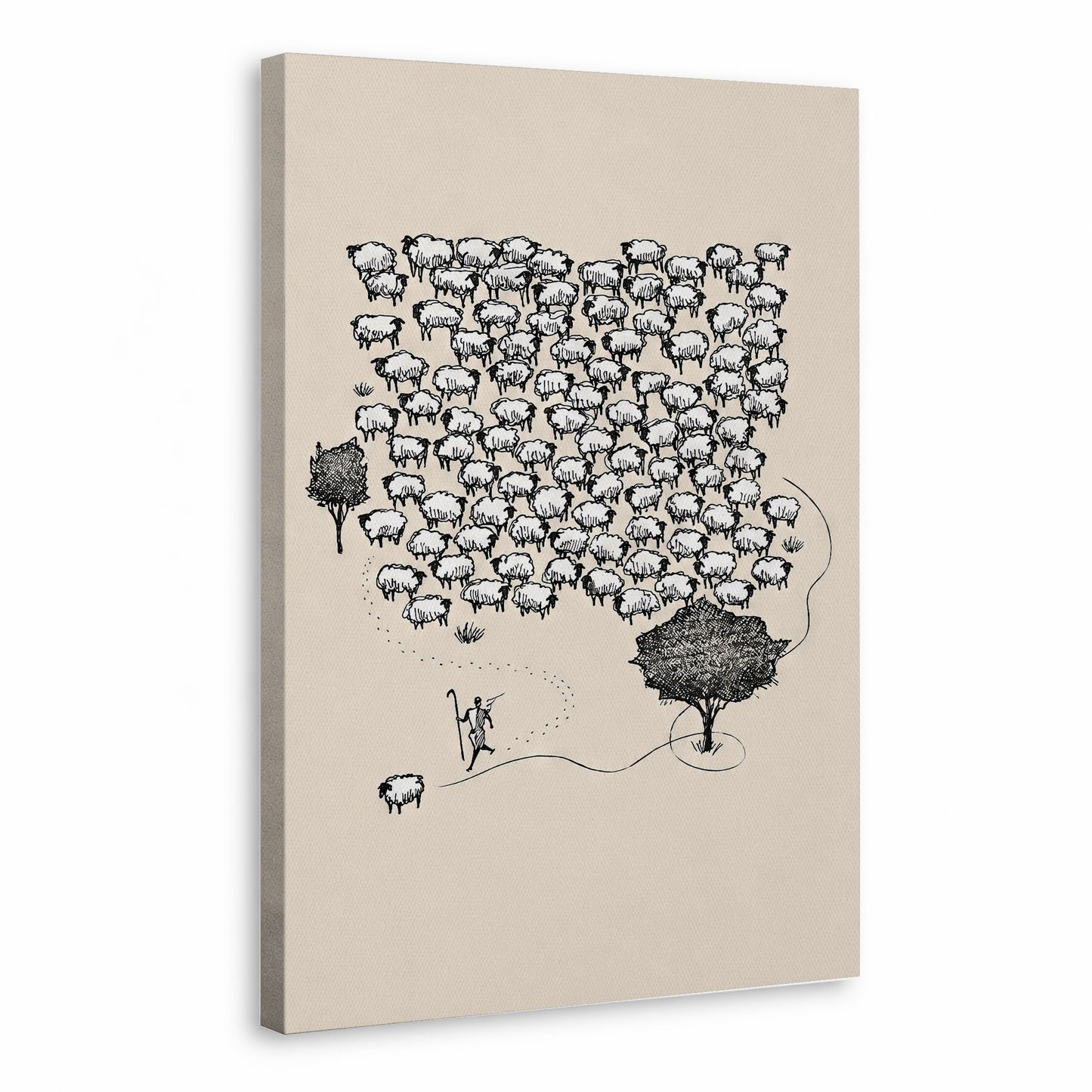 Lost Sheep Shepherd Poster/Canvas – Christian Minimalist Wall Art