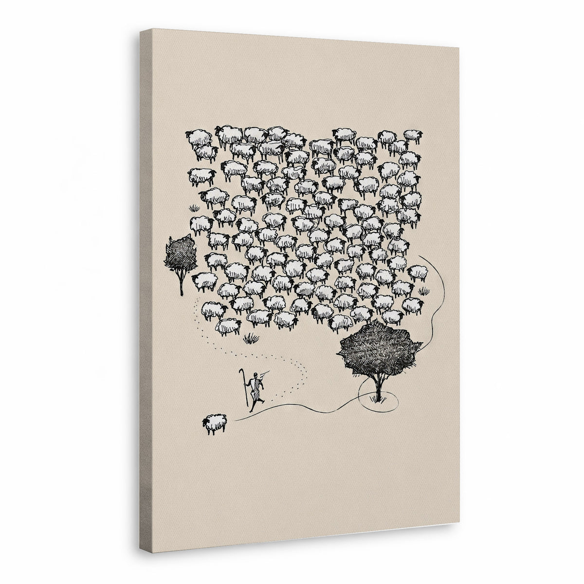 Lost Sheep Shepherd Poster/Canvas – Christian Minimalist Wall Art