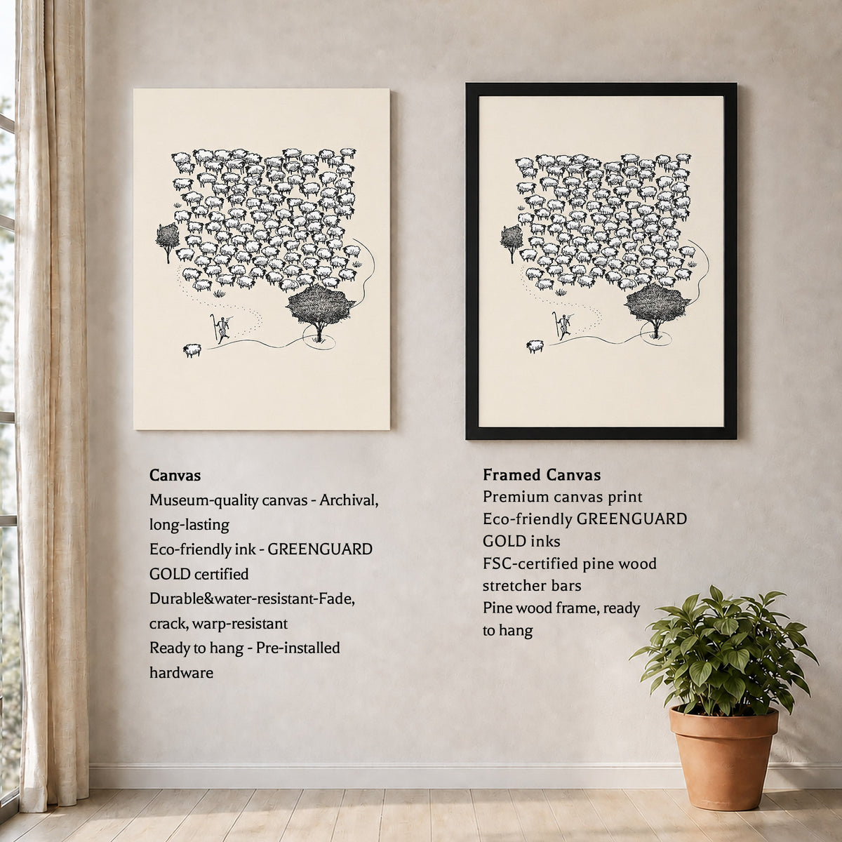 Lost Sheep Shepherd Poster/Canvas – Christian Minimalist Wall Art