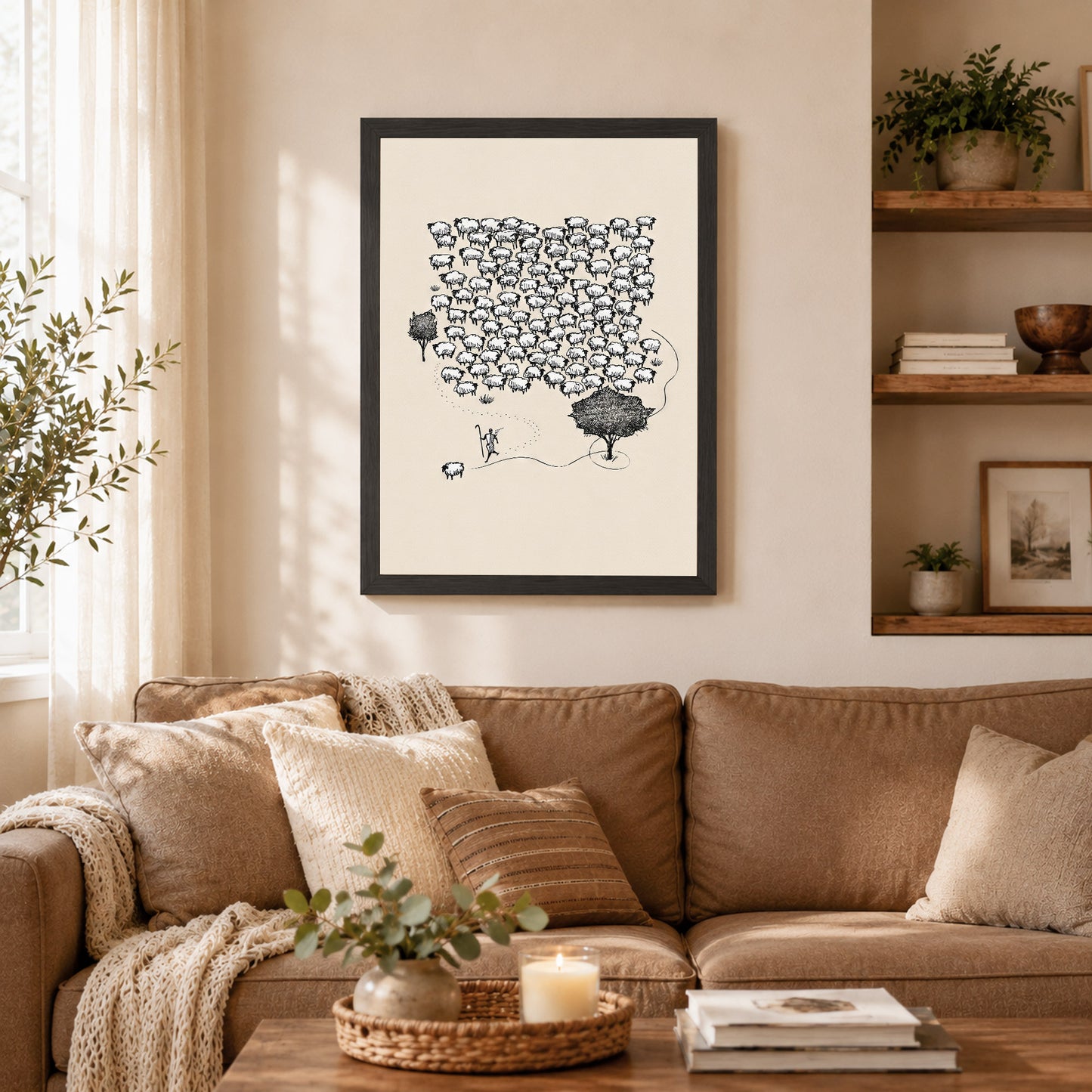 Lost Sheep Shepherd Poster/Canvas – Christian Minimalist Wall Art