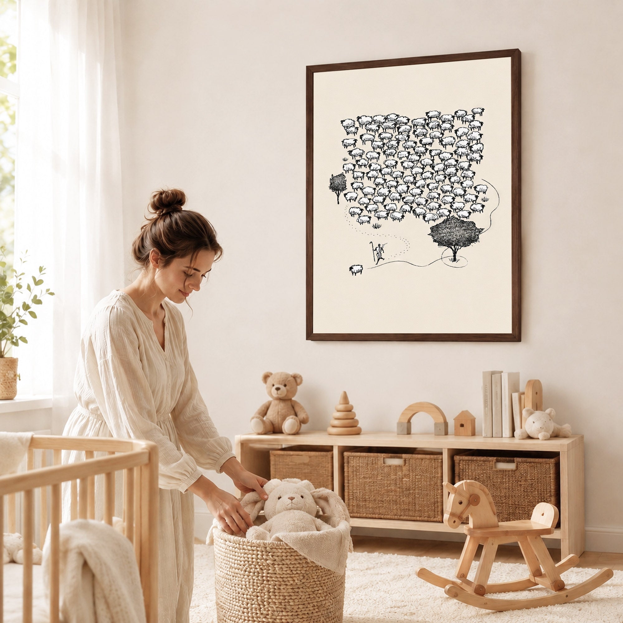 Lost Sheep Shepherd Poster/Canvas – Christian Minimalist Wall Art