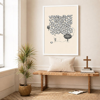 Lost Sheep Shepherd Poster/Canvas – Christian Minimalist Wall Art
