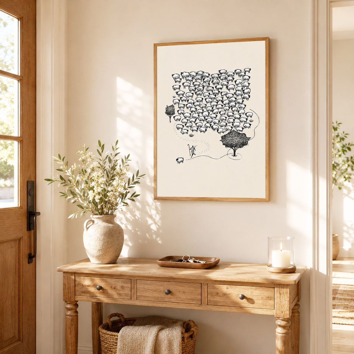 Lost Sheep Shepherd Poster/Canvas – Christian Minimalist Wall Art