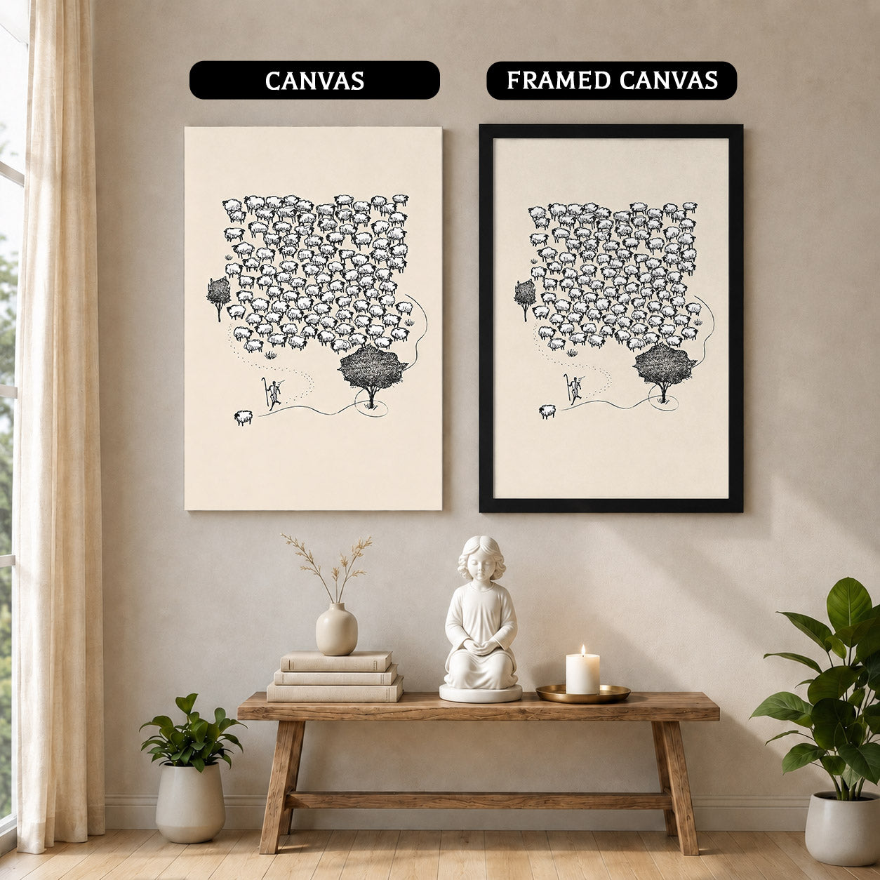 Lost Sheep Shepherd Poster/Canvas – Christian Minimalist Wall Art