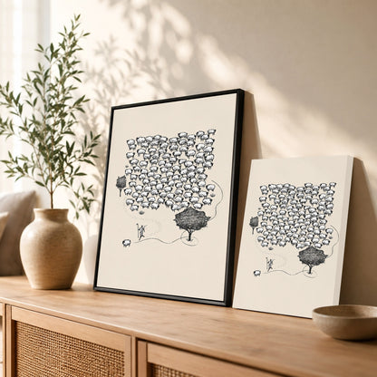 Lost Sheep Shepherd Poster/Canvas – Christian Minimalist Wall Art