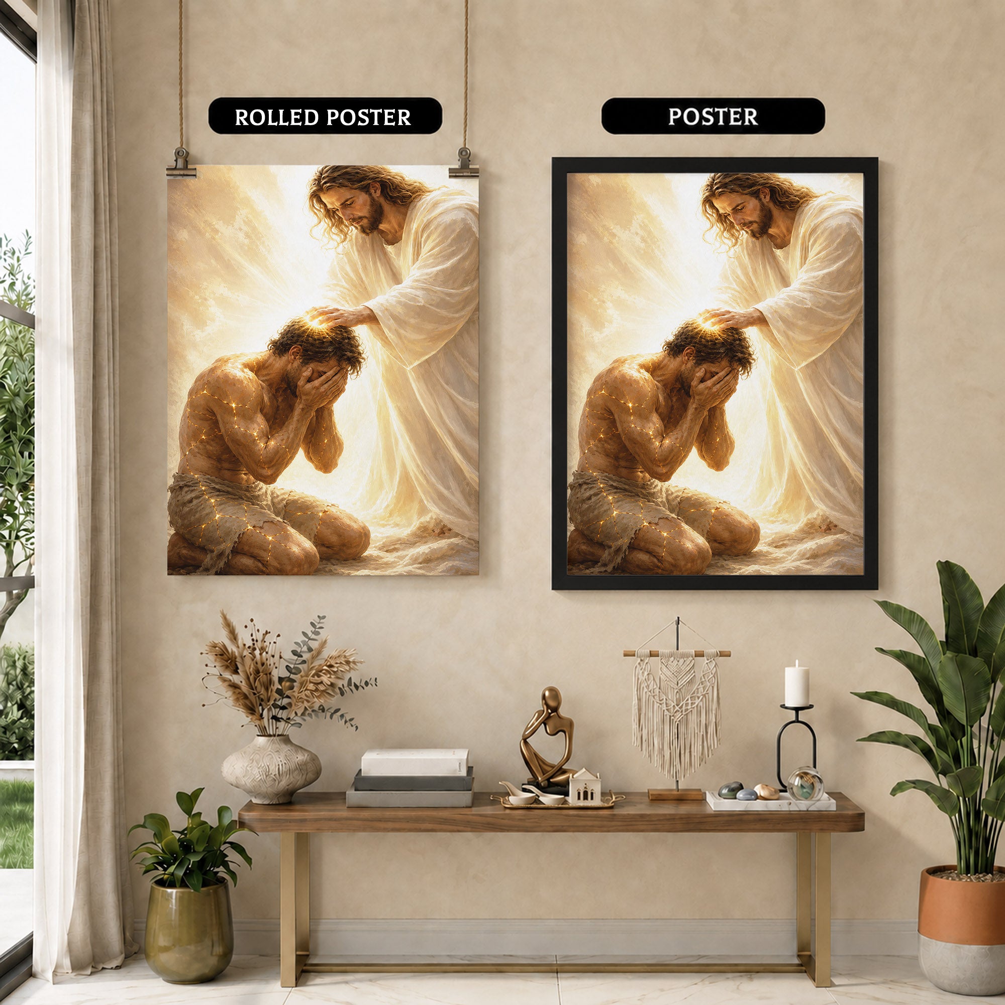 Jesus Christ Healing the Broken Sacred Light Christian Wall Art Poster/Canvas