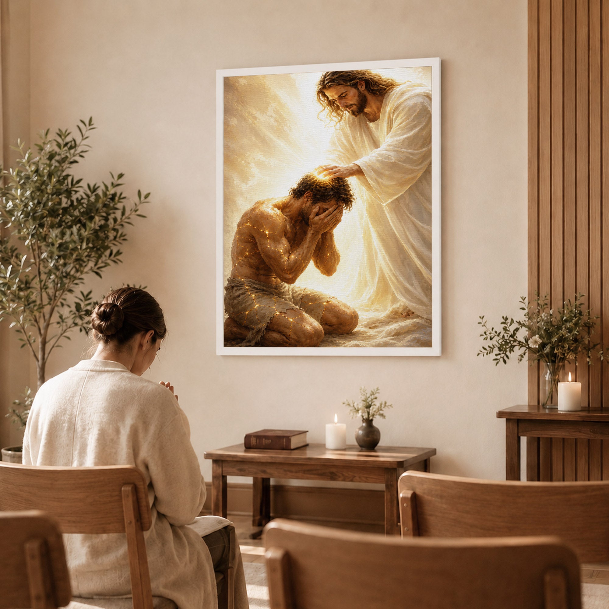 Jesus Christ Healing the Broken Sacred Light Christian Wall Art Poster/Canvas