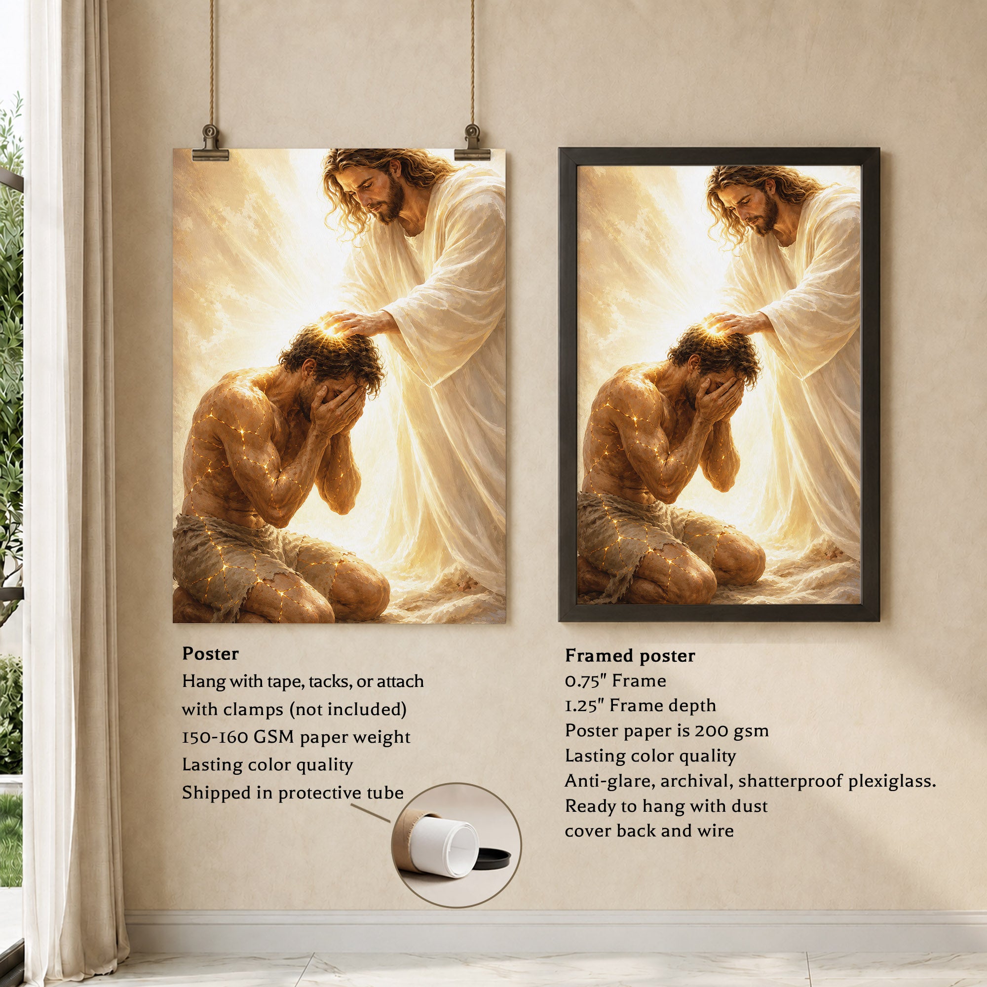 Jesus Christ Healing the Broken Sacred Light Christian Wall Art Poster/Canvas