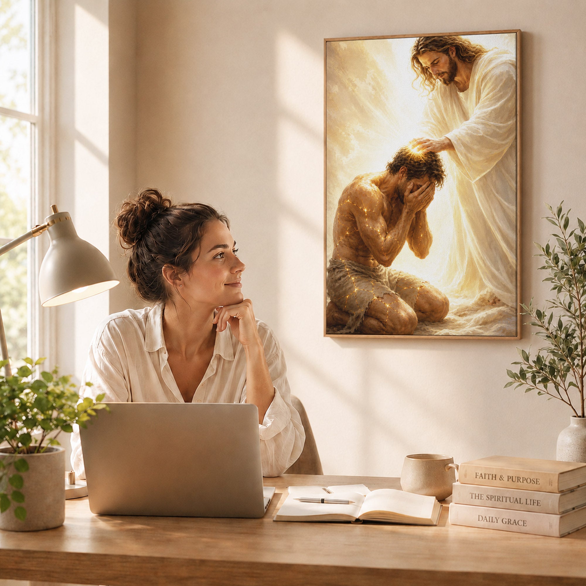 Jesus Christ Healing the Broken Sacred Light Christian Wall Art Poster/Canvas