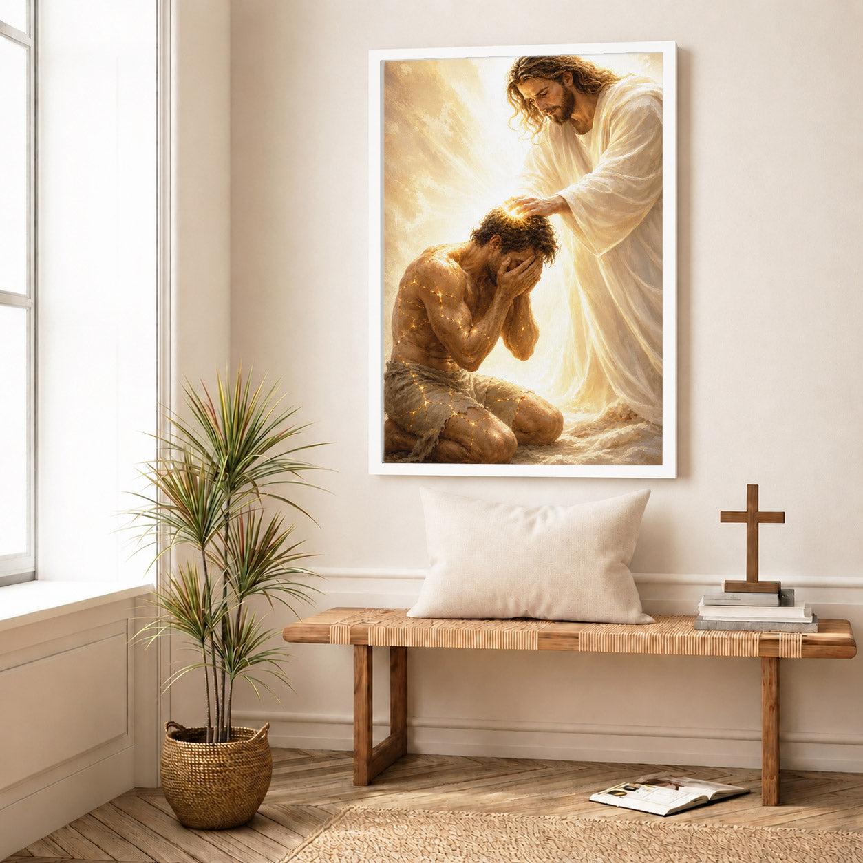 Jesus Christ Healing the Broken Sacred Light Christian Wall Art Poster/Canvas