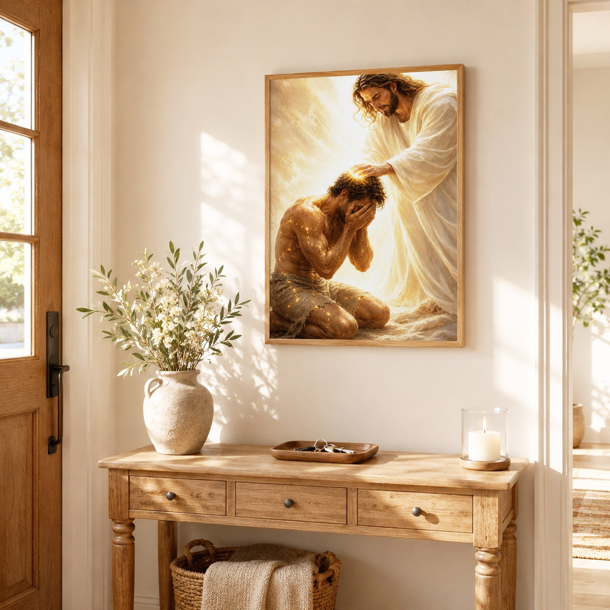 Jesus Christ Healing the Broken Sacred Light Christian Wall Art Poster/Canvas