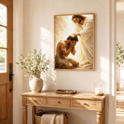 Jesus Christ Healing the Broken Sacred Light Christian Wall Art Poster/Canvas