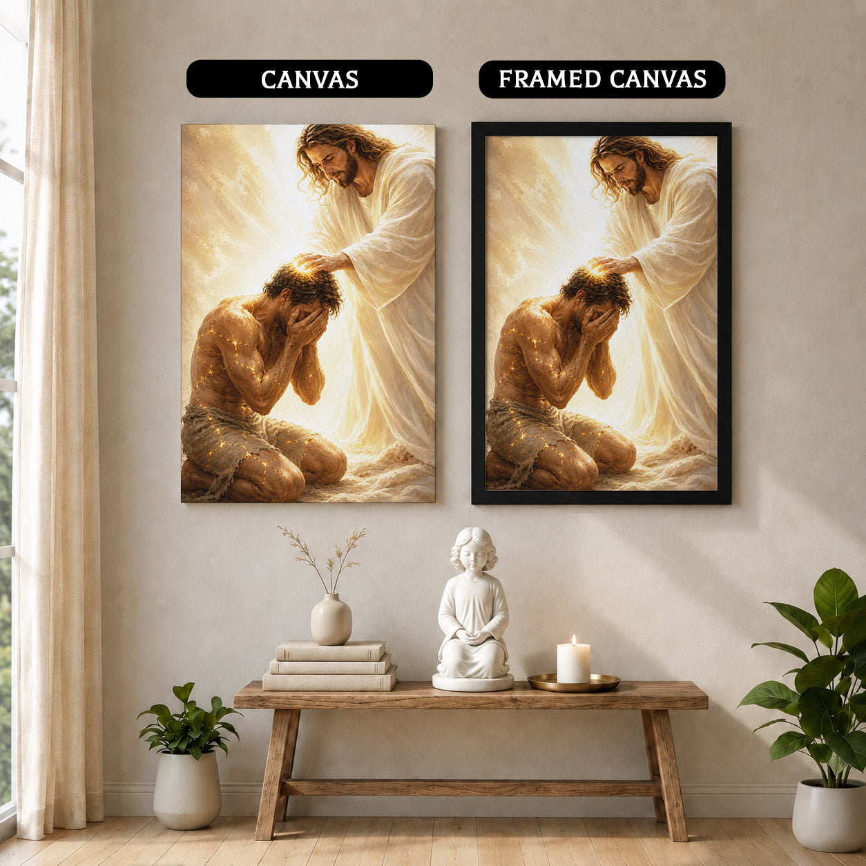 Jesus Christ Healing the Broken Sacred Light Christian Wall Art Poster/Canvas
