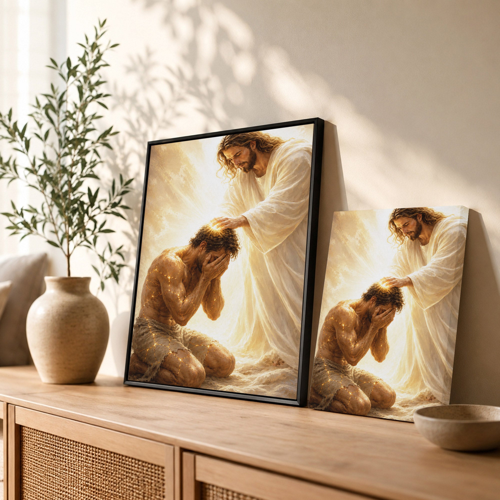 Jesus Christ Healing the Broken Sacred Light Christian Wall Art Poster/Canvas