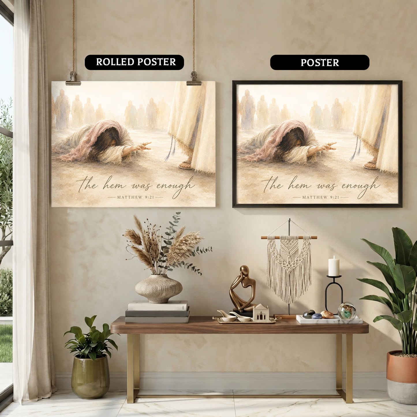 The Hem Was Enough Matthew 9:21 Christian Wall Art Poster/Canvas