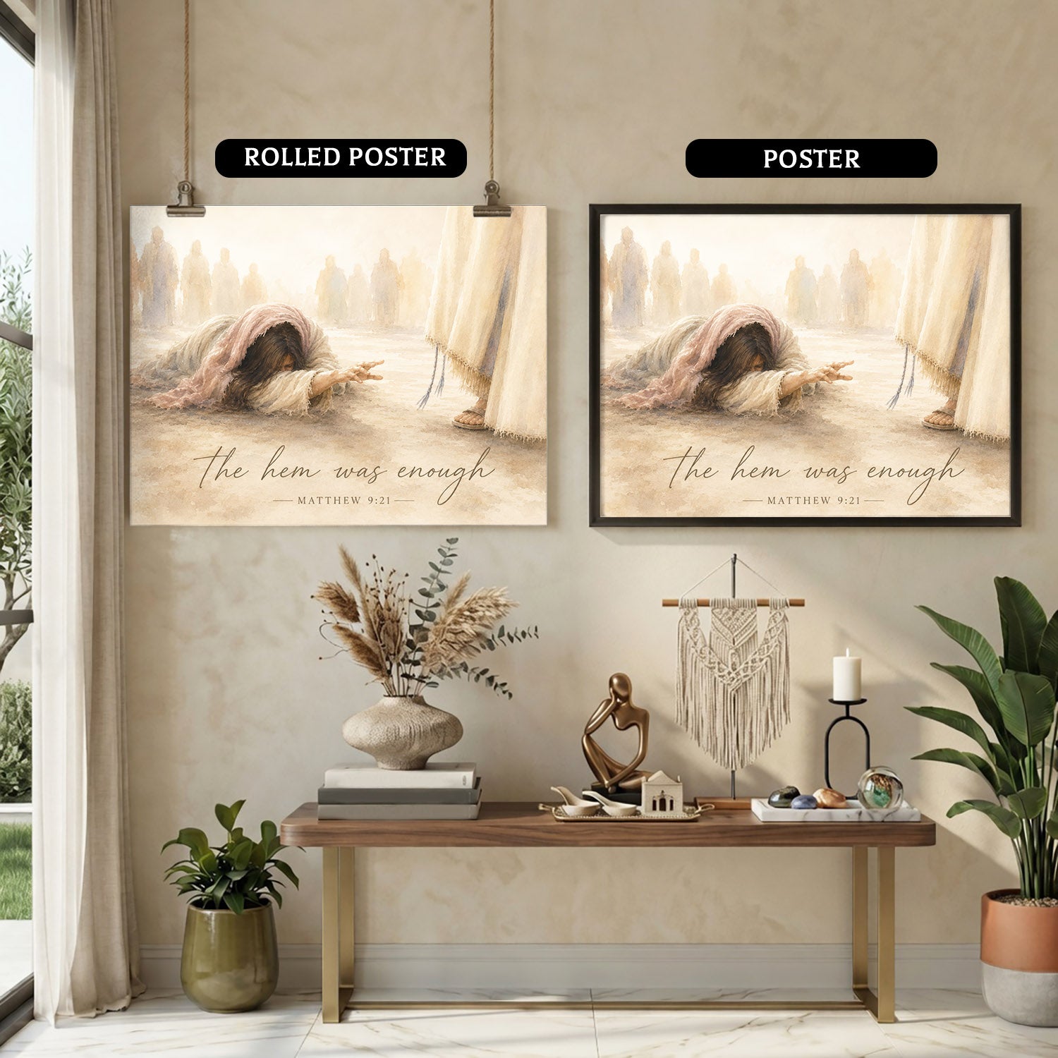 The Hem Was Enough Matthew 9:21 Christian Wall Art Poster/Canvas