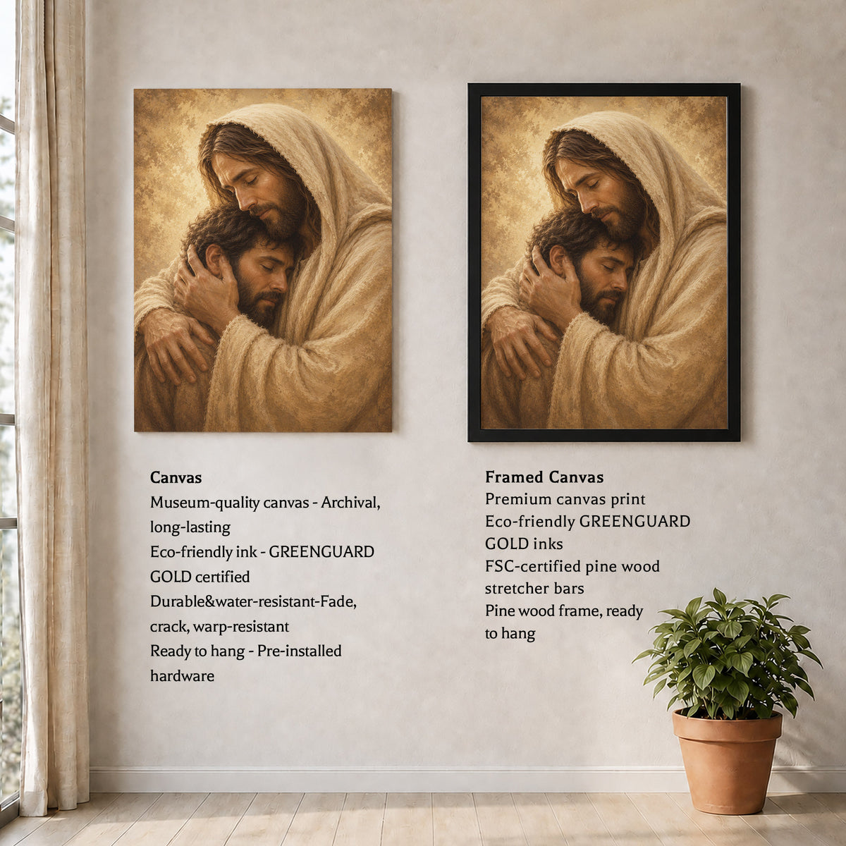 Jesus Comforts the Weary Christian Religious Poster/Canvas