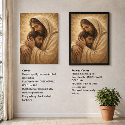 Jesus Comforts the Weary Christian Religious Poster/Canvas