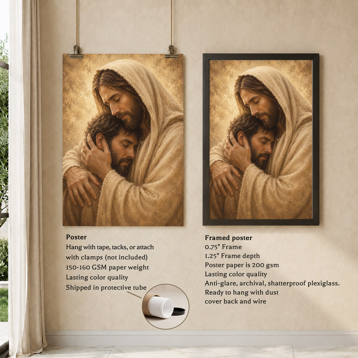 Jesus Comforts the Weary Christian Religious Poster/Canvas