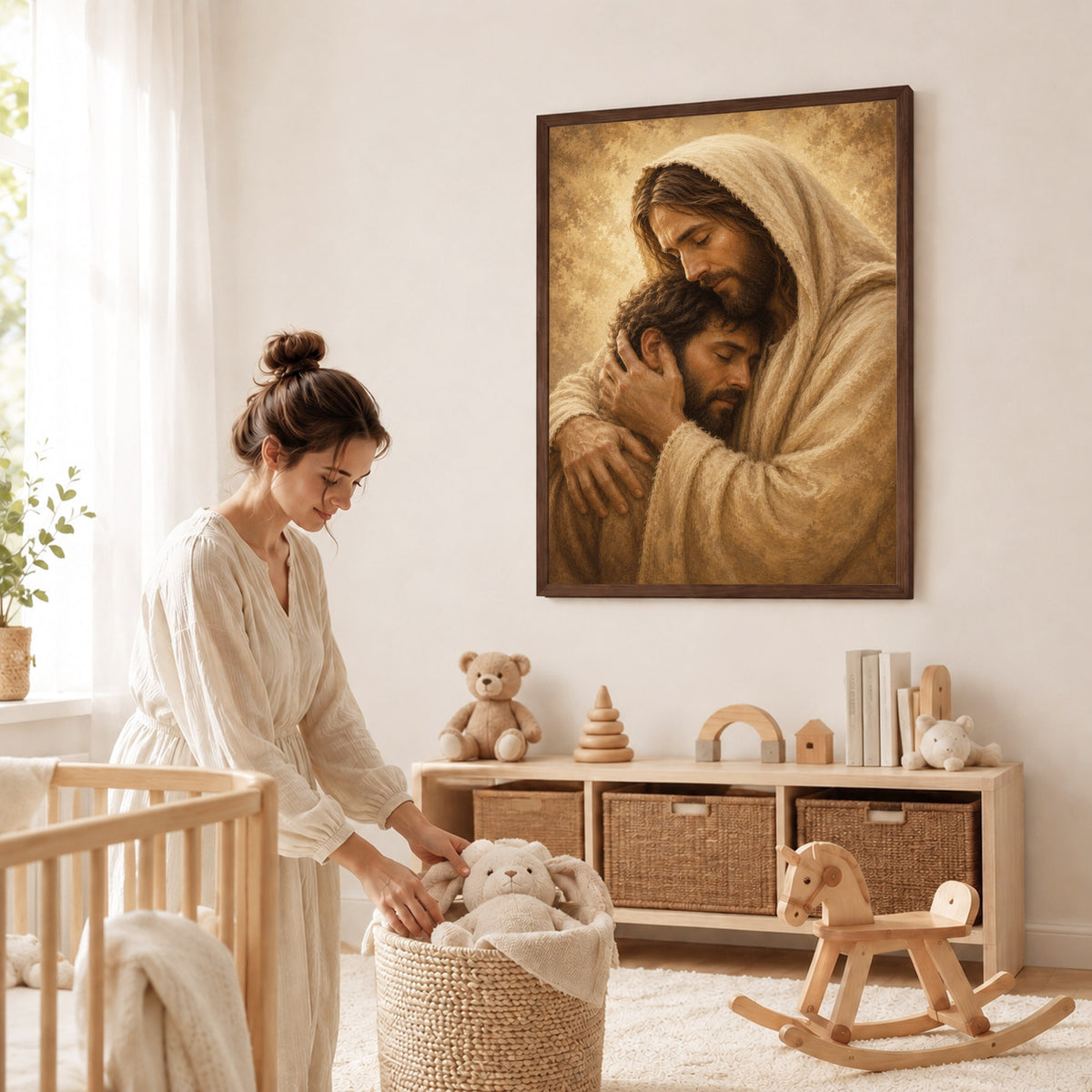 Jesus Comforts the Weary Christian Religious Poster/Canvas