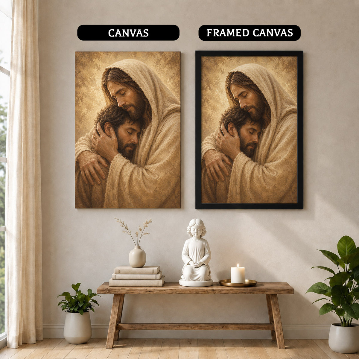 Jesus Comforts the Weary Christian Religious Poster/Canvas
