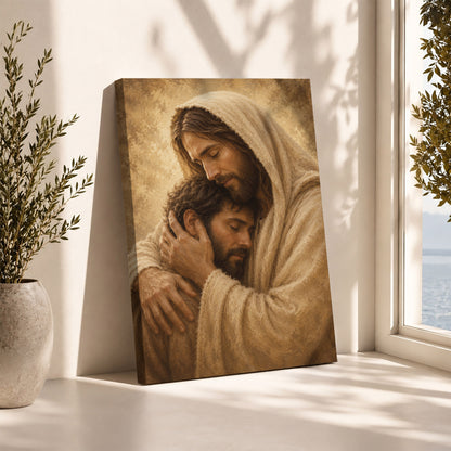 Jesus Comforts the Weary Christian Religious Poster/Canvas