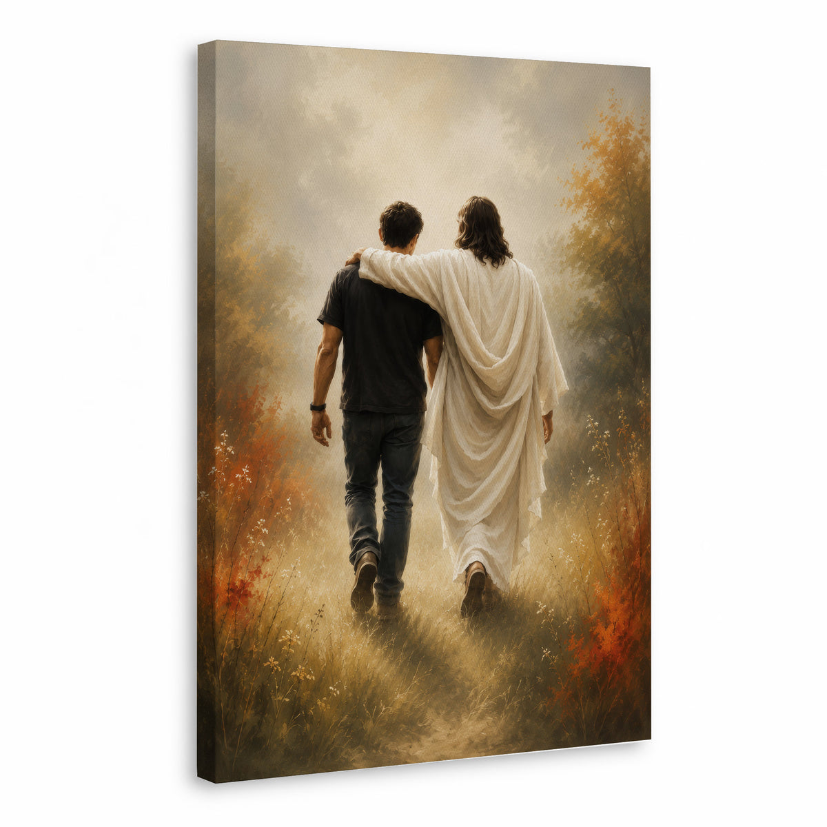 Jesus Christ Walking Beside You Christian Wall Art Poster/Canvas