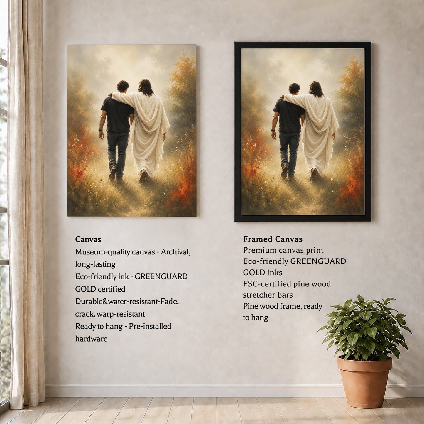 Jesus Christ Walking Beside You Christian Wall Art Poster/Canvas