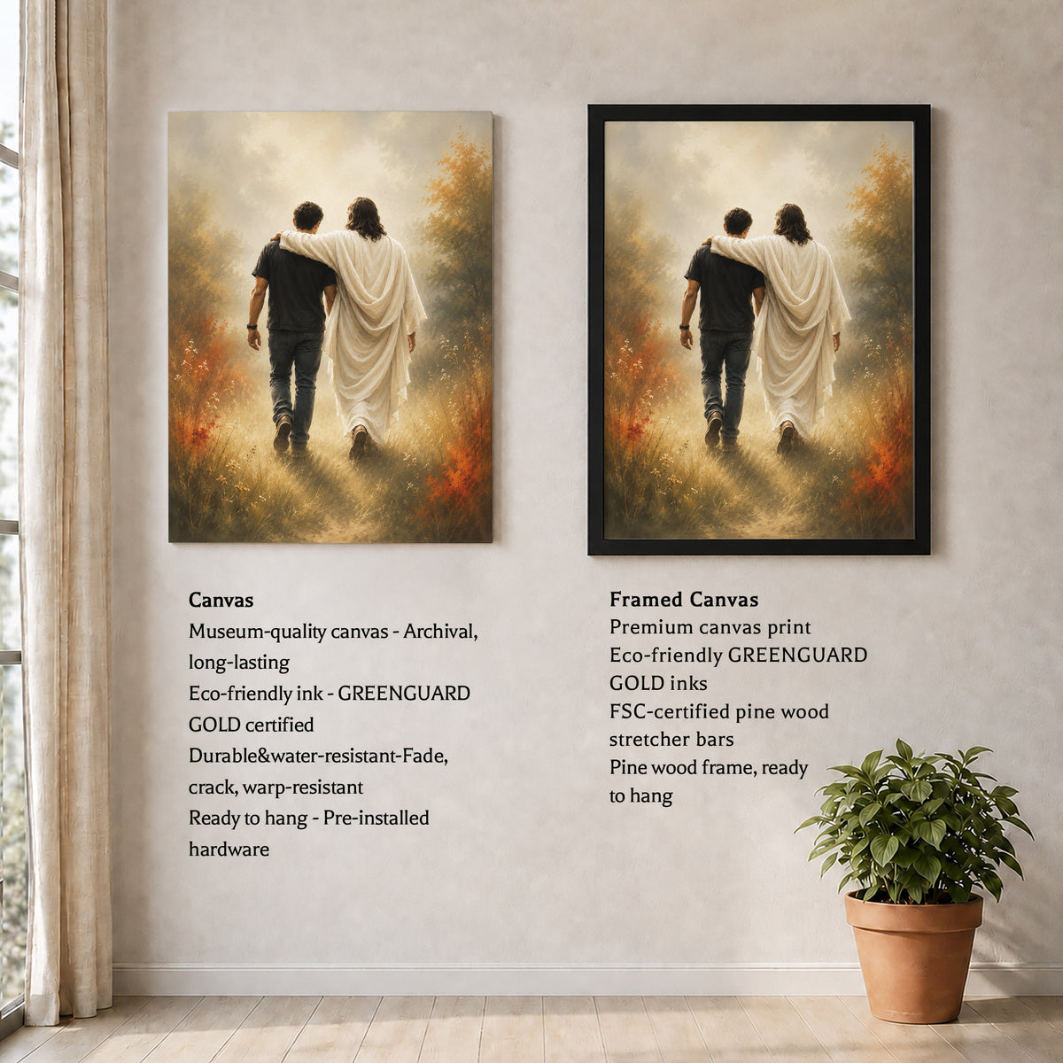 Jesus Christ Walking Beside You Christian Wall Art Poster/Canvas